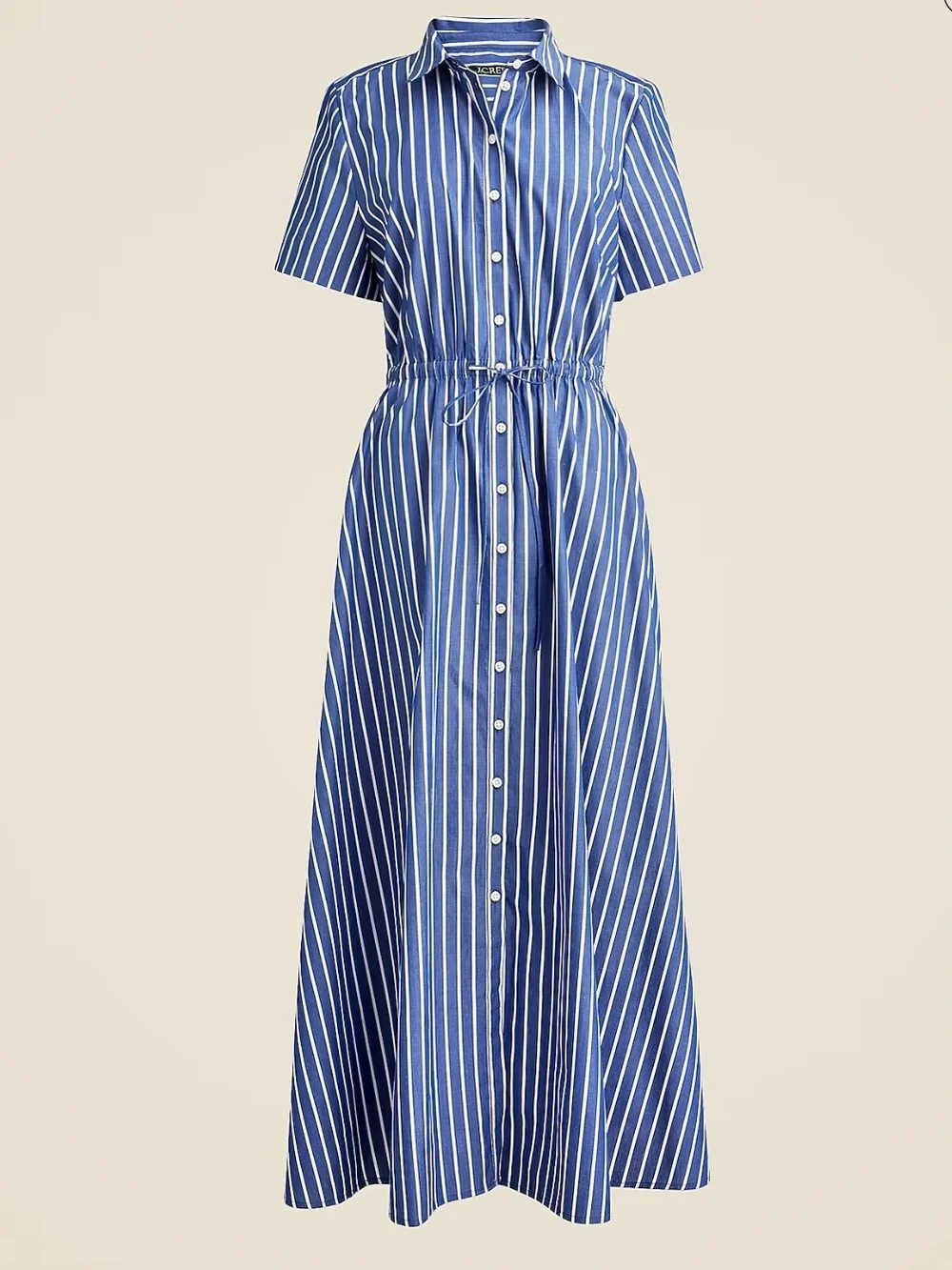 J.Crew Cerise shirt-dress in striped poplin blue 12 - Picture 2 of 7